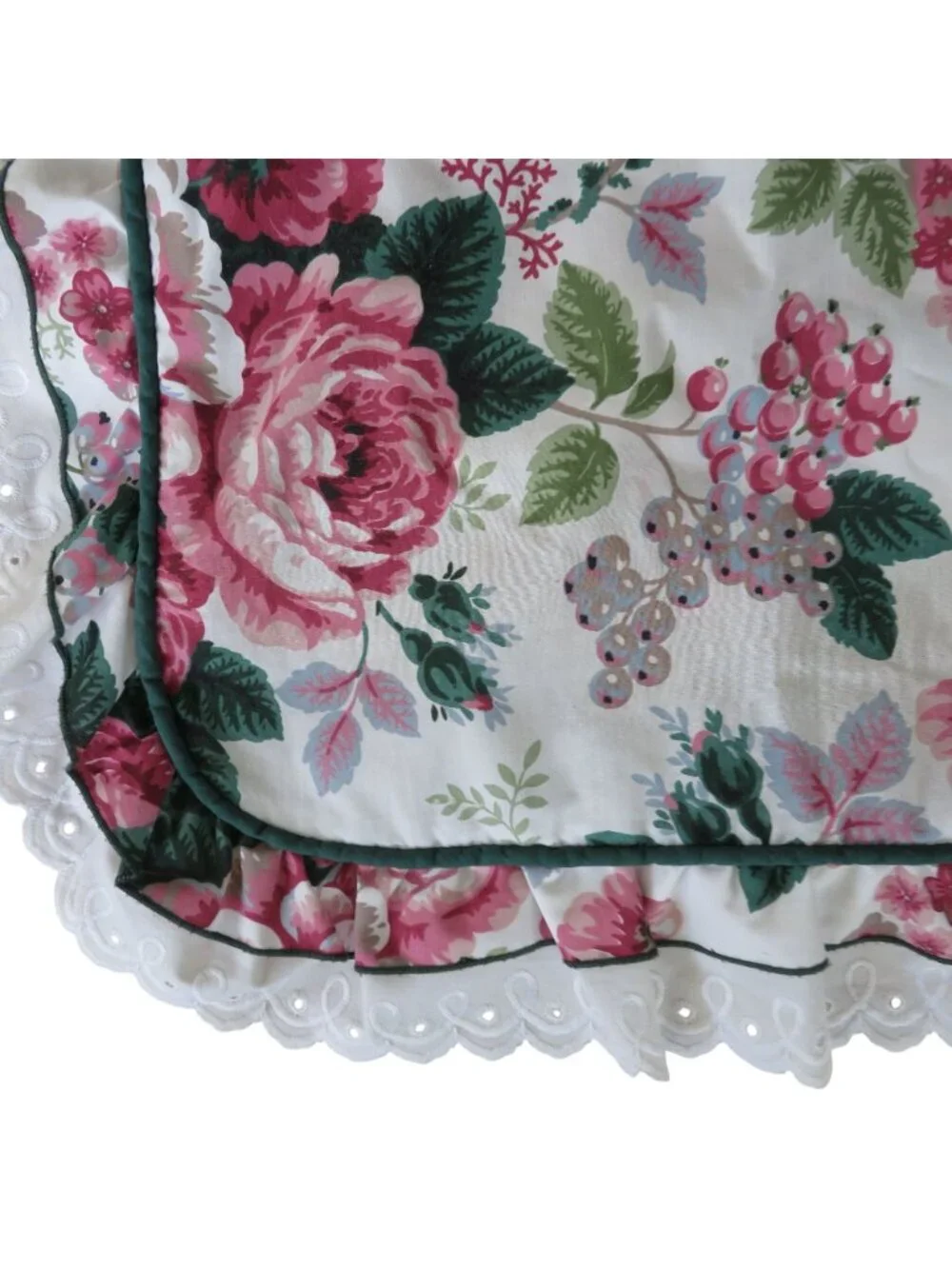 Vintage Waverly Pleasant Valley Floral Pillow Sham Ruffled Eyelet Trim Standard